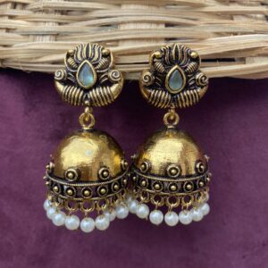 Aadhya Pearl Jhumka - Sea Green