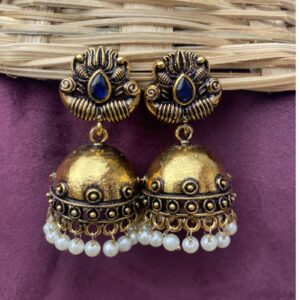 Aadhya Pearl Jhumka Navy Blue