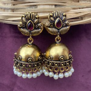 Aadhya Pearl Jhumka Ruby
