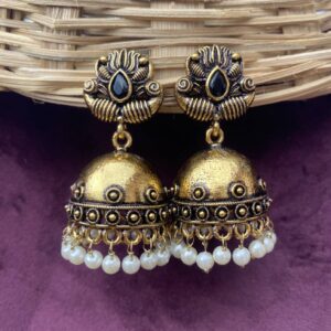 Aadhya Pearl Jhumka Black