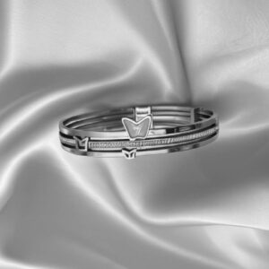 Enamel Butterfly Stone Kada Silver