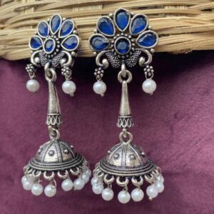 Lavanya Jhumka Silver - Blue