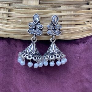 Lotus Drop Jhumka - White
