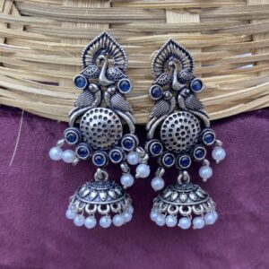 Mayura Pearl Jhumka - Blue