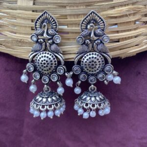 Mayura Pearl Jhumka - White