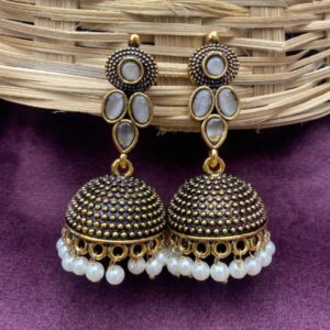 Pearl Drop Jhumka White