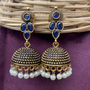 Pearl Drop Jhumka Blue
