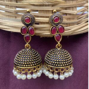 Pearl Drop Jhumka Ruby