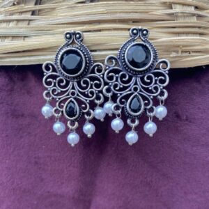 Ruby Pearl Drop Jhumka Black