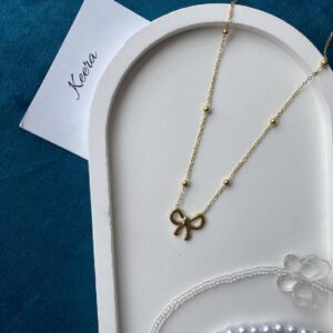 Ball Chain Bow Necklace