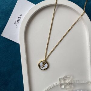 Enamel Circle Rose Necklace