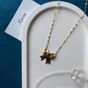 Minimalist Bow Charm Necklace